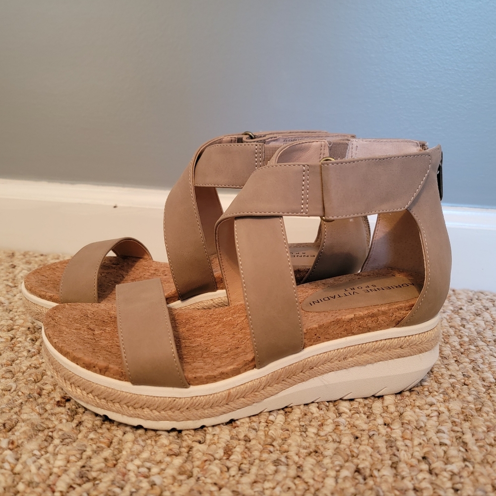 Adrienne Vittadini Tan Wedge Sandals - Picture 4 of 9